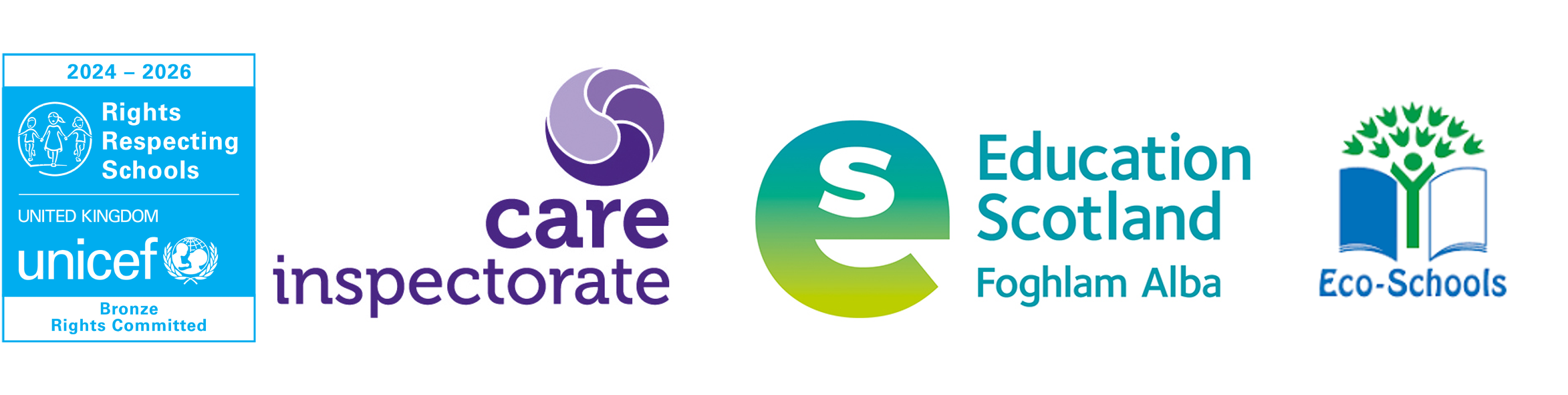 Care Inspectorate, Eco Schools and Education Scotland logos